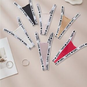 Love Girl Women's Thong Set - Black, Pink, Tan, Red